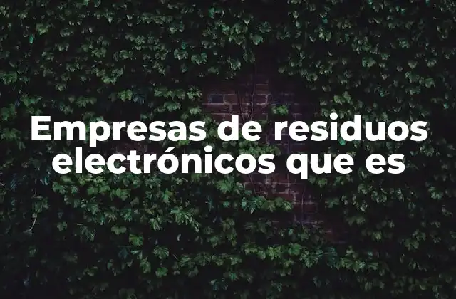 Empresas de Residuos Electrónicos que es