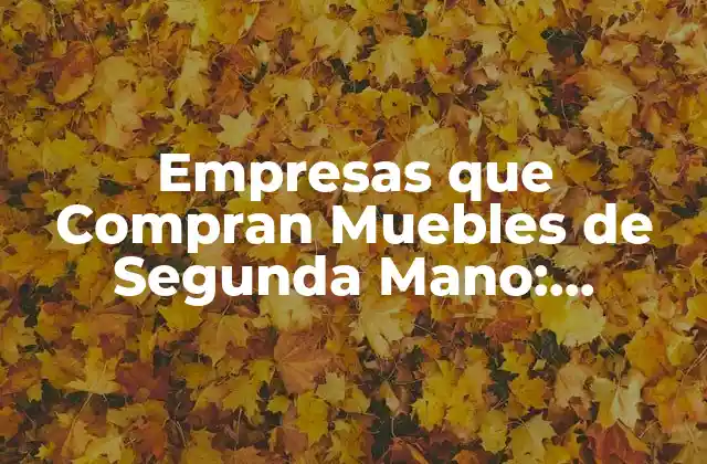 Empresas que Compran Muebles de Segunda Mano: Oportunidades de Negocio