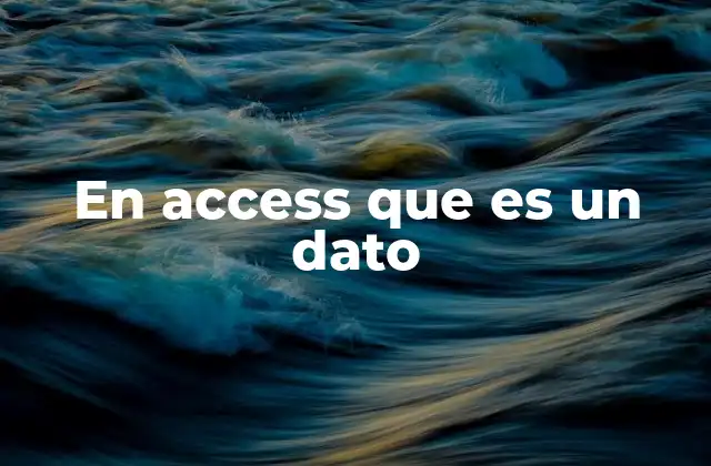 En Access que es un Dato