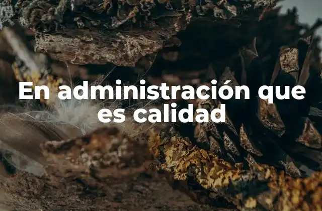En Administración que es Calidad
