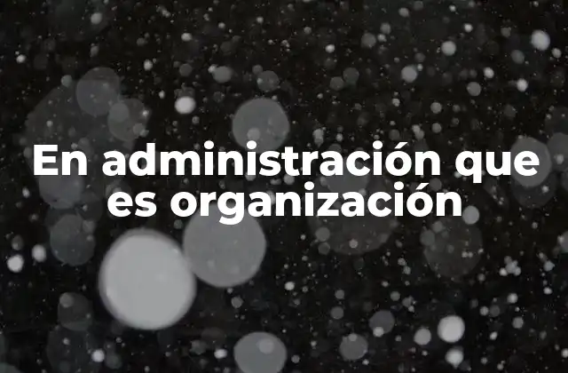 En Administración que es Organización