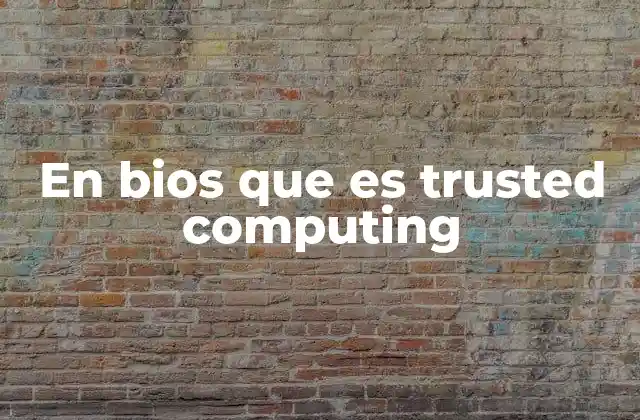 En Bios que es Trusted Computing