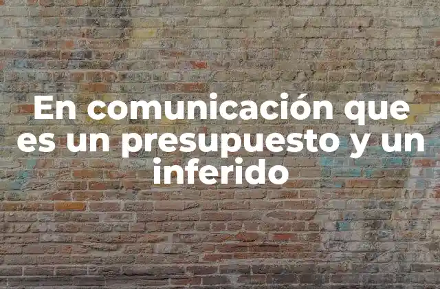 En Comunicación que es un Presupuesto y un Inferido