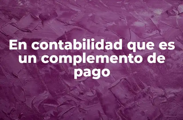 En Contabilidad que es un Complemento de Pago