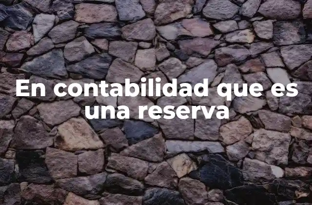 En Contabilidad que es una Reserva