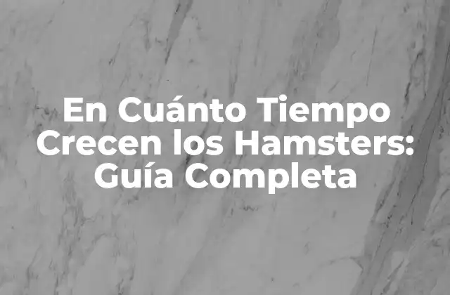 En Cuánto Tiempo Crecen los Hamsters: Guía Completa