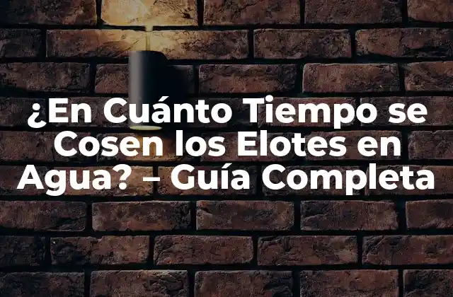 ¿en Cuánto Tiempo Se Cosen los Elotes en Agua? – Guía Completa