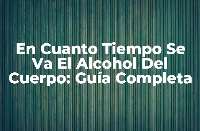 En Cuanto Tiempo Se Va el Alcohol Del Cuerpo: Guía Completa