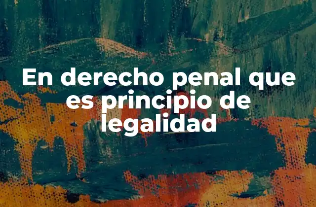 En Derecho Penal que es Principio de Legalidad