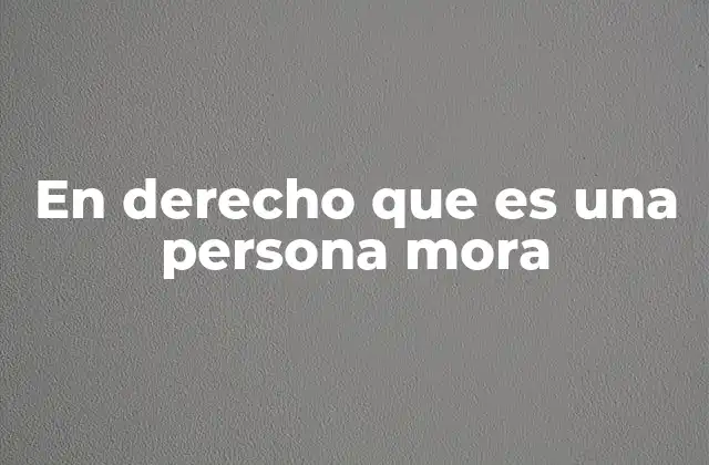 En Derecho que es una Persona Mora