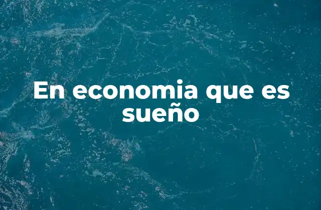 En Economia que es Sueño