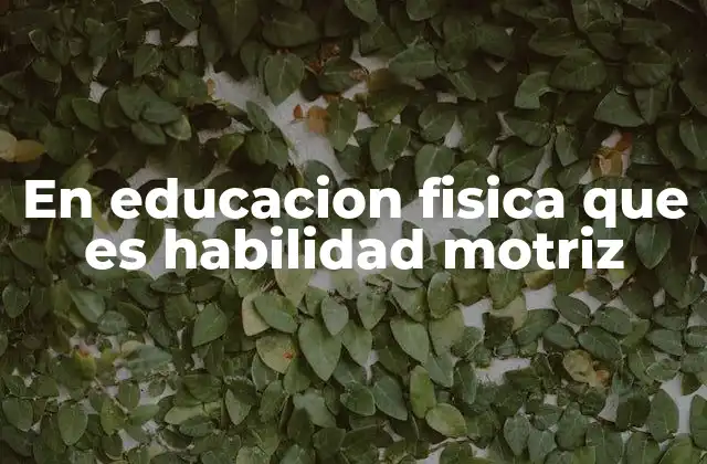 En Educacion Fisica que es Habilidad Motriz