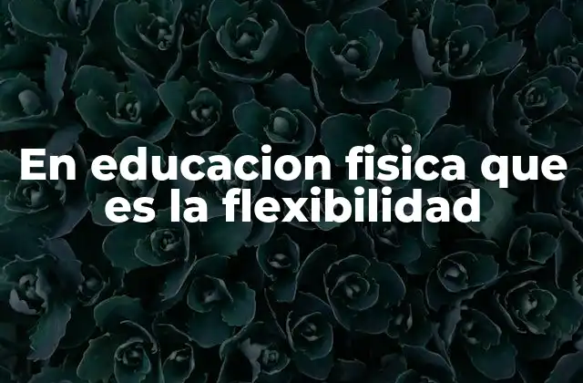 En Educacion Fisica que es la Flexibilidad