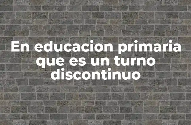 En Educacion Primaria que es un Turno Discontinuo 2 Las ventajas y desventajas del sistema escolar no continuo