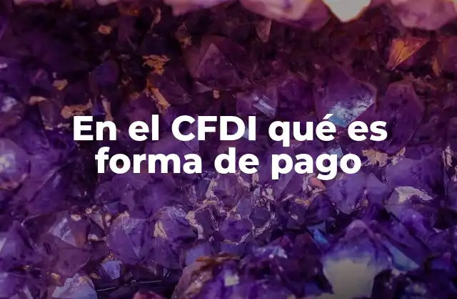 En el Cfdi Qué es Forma de Pago