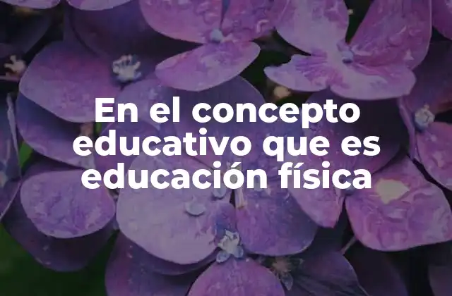 En el Concepto Educativo que es Educación Física