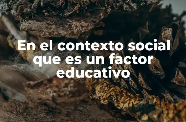 En el Contexto Social que es un Factor Educativo
