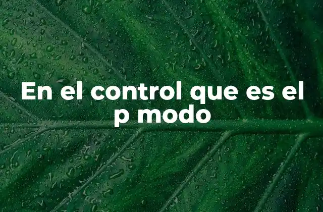 En el Control que es el P Modo
