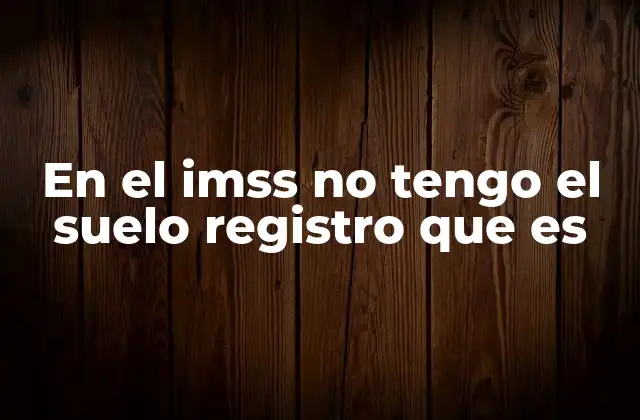 En el Imss No Tengo el Suelo Registro que es
