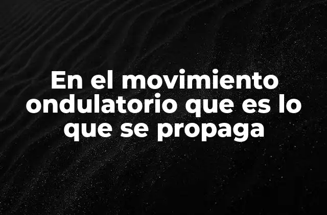 En el Movimiento Ondulatorio que es Lo que Se Propaga