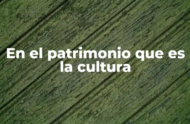 En el Patrimonio que es la Cultura