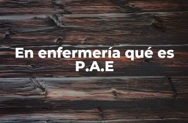 En Enfermería Qué es P.a.e