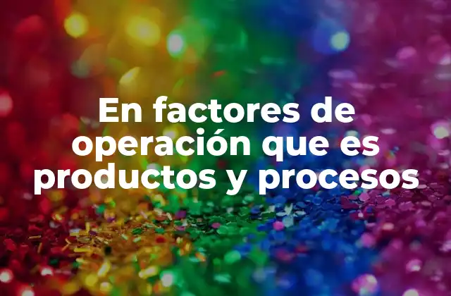 En Factores de Operación que es Productos y Procesos