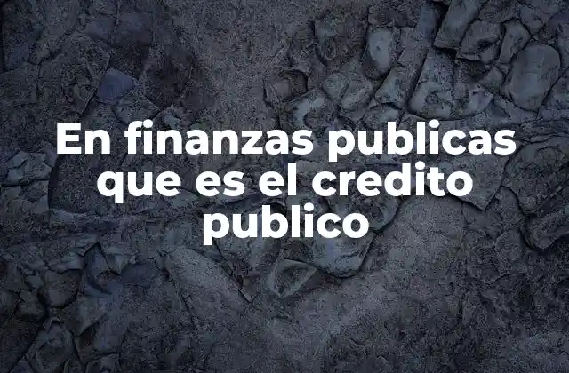 En Finanzas Publicas que es el Credito Publico