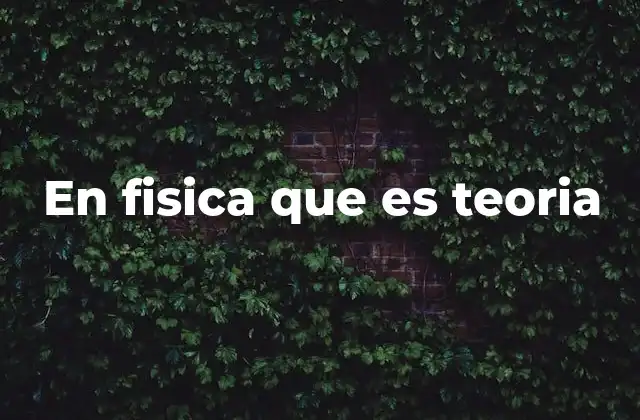 En Fisica que es Teoria