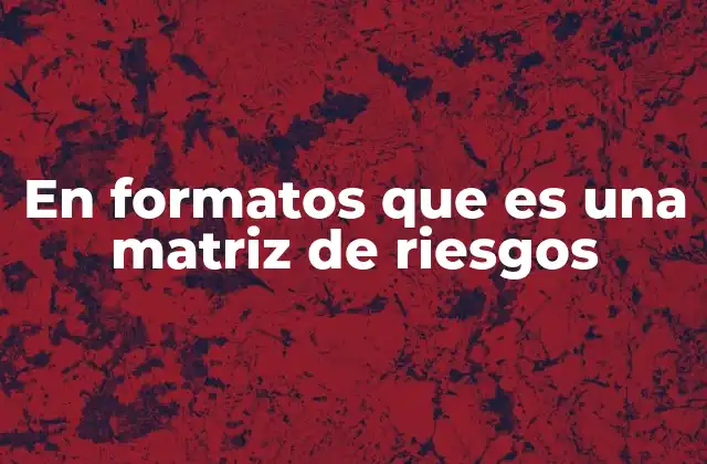 En Formatos que es una Matriz de Riesgos