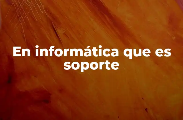 En Informática que es Soporte