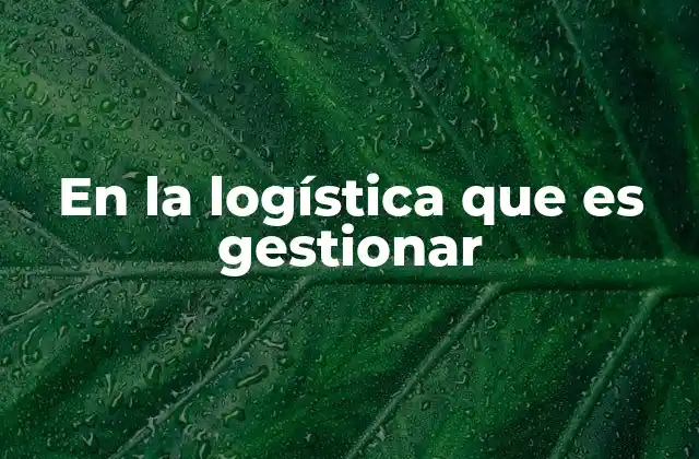 En la Logística que es Gestionar