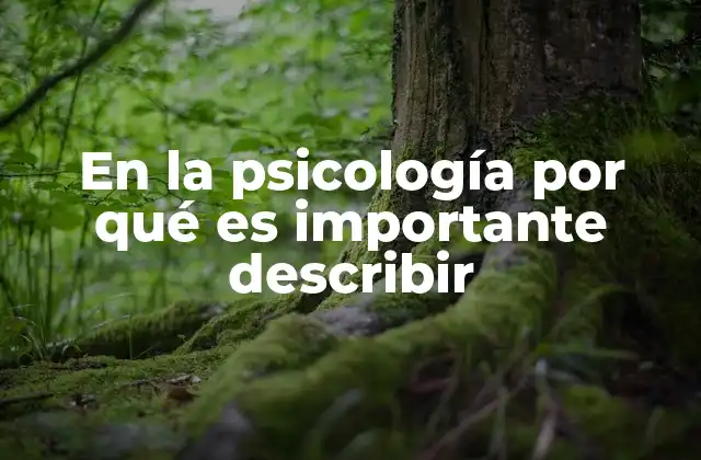 En la Psicología por Qué es Importante Describir