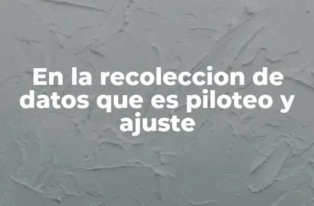 En la Recoleccion de Datos que es Piloteo y Ajuste
