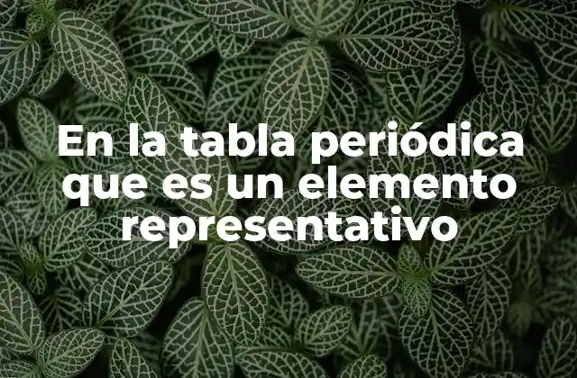 En la Tabla Periódica que es un Elemento Representativo