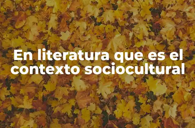 En Literatura que es el Contexto Sociocultural
