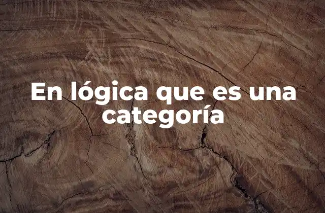 En Lógica que es una Categoría