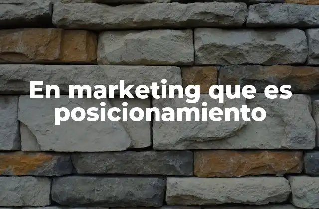 En Marketing que es Posicionamiento