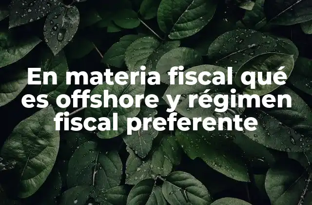 En Materia Fiscal Qué es Offshore y Régimen Fiscal Preferente