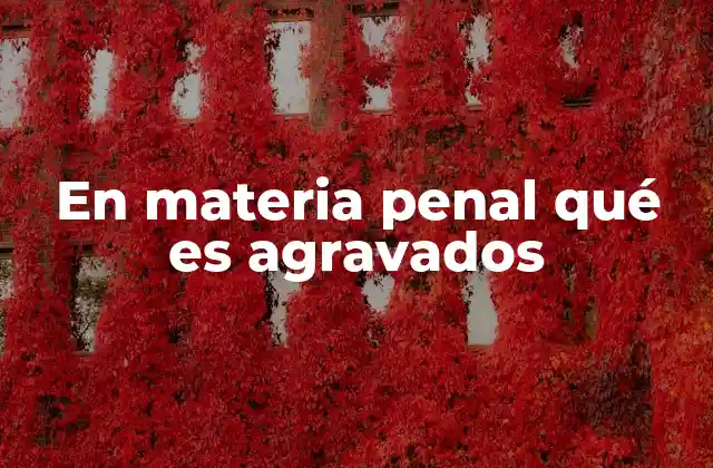 En Materia Penal Qué es Agravados