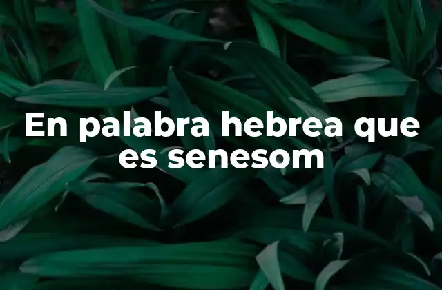 En Palabra Hebrea que es Senesom 2 El uso de palabras arcaicas en el hebreo bíblico