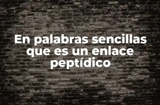 En Palabras Sencillas que es un Enlace Peptídico