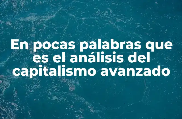 En Pocas Palabras que es el Análisis Del Capitalismo Avanzado