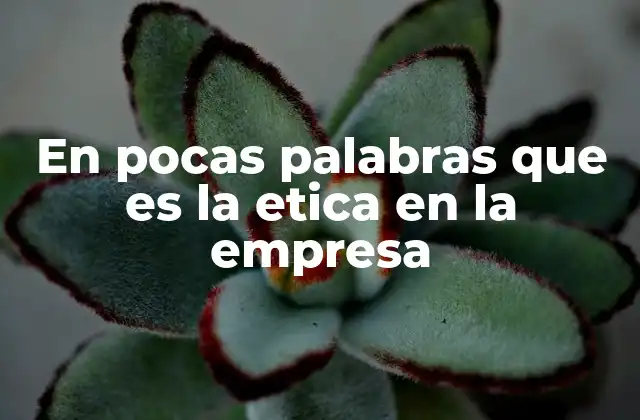 En Pocas Palabras que es la Etica en la Empresa