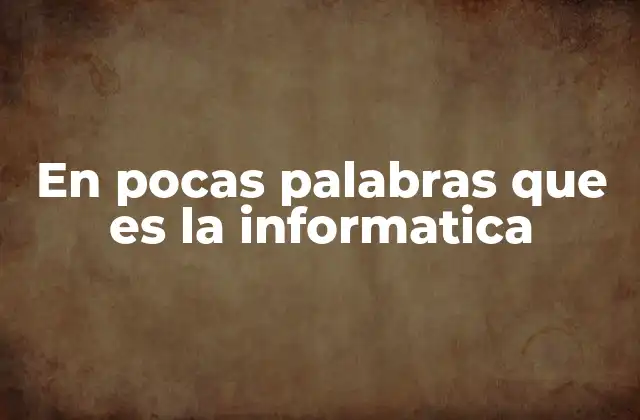 En Pocas Palabras que es la Informatica