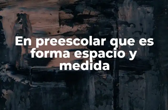 En Preescolar que es Forma Espacio y Medida