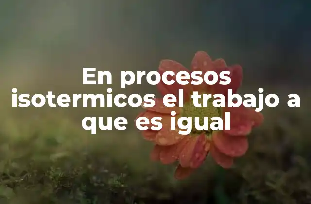 En Procesos Isotermicos el Trabajo a que es Igual