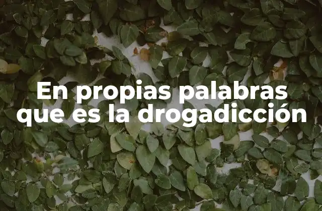 En Propias Palabras que es la Drogadicción