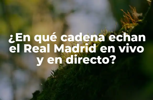 ¿en Qué Cadena Echan el Real Madrid en Vivo y en Directo?