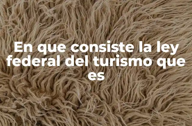 En que Consiste la Ley Federal Del Turismo que es